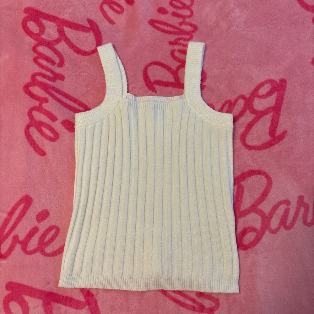 Sonoma Cream Ribbed Fitted Tank Top